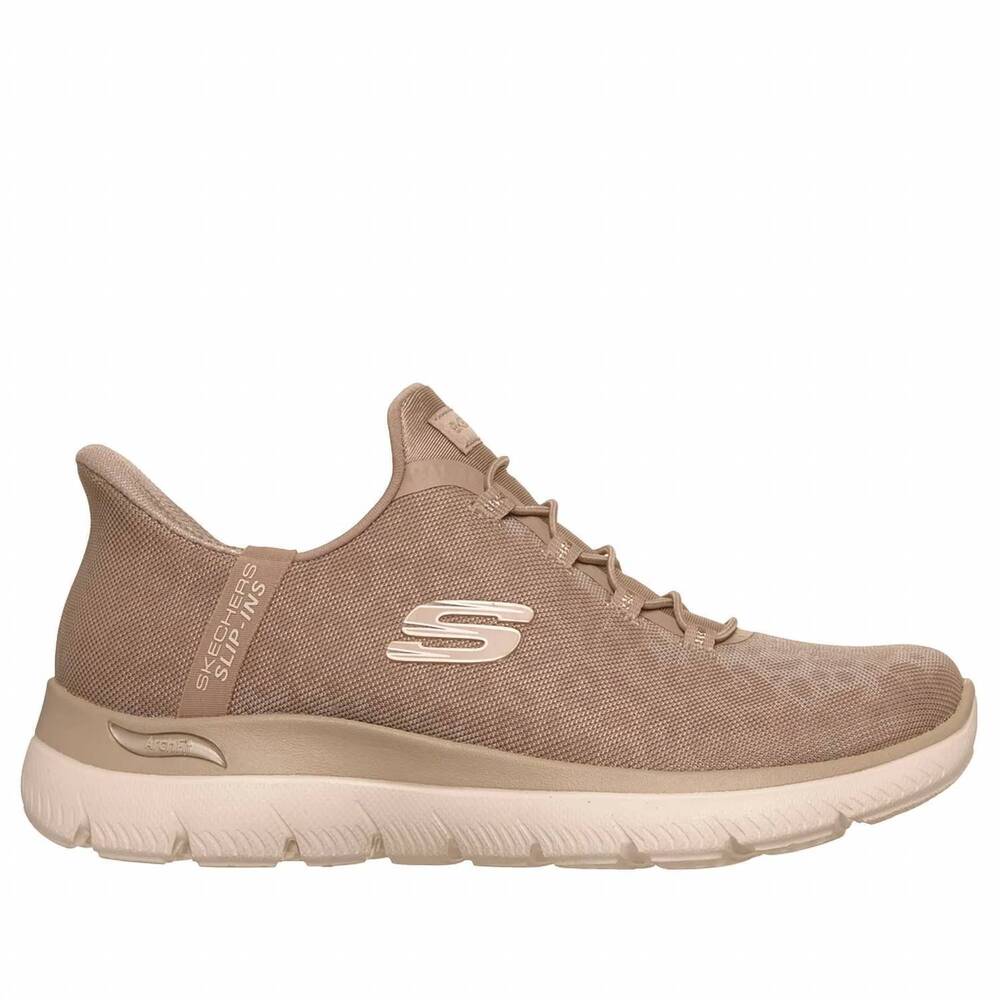 NEW SKECHERS women's arch fit summits sneakers in taupe/gold